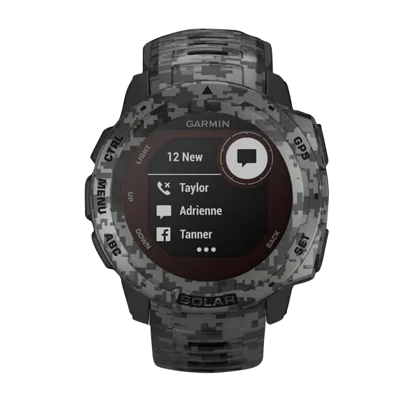 Garmin Instinct Solar smartwatch, graphite camo, certified refurbished