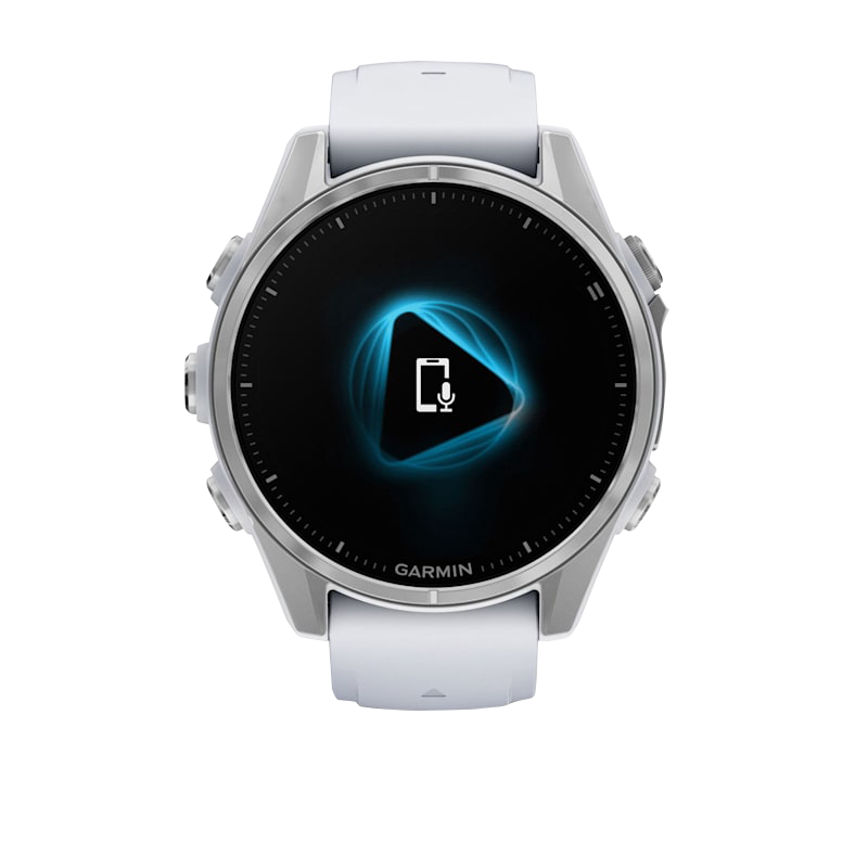 Garmin Fenix 8 smartwatch, 43mm AMOLED display, silver case with Whitestone silicone band