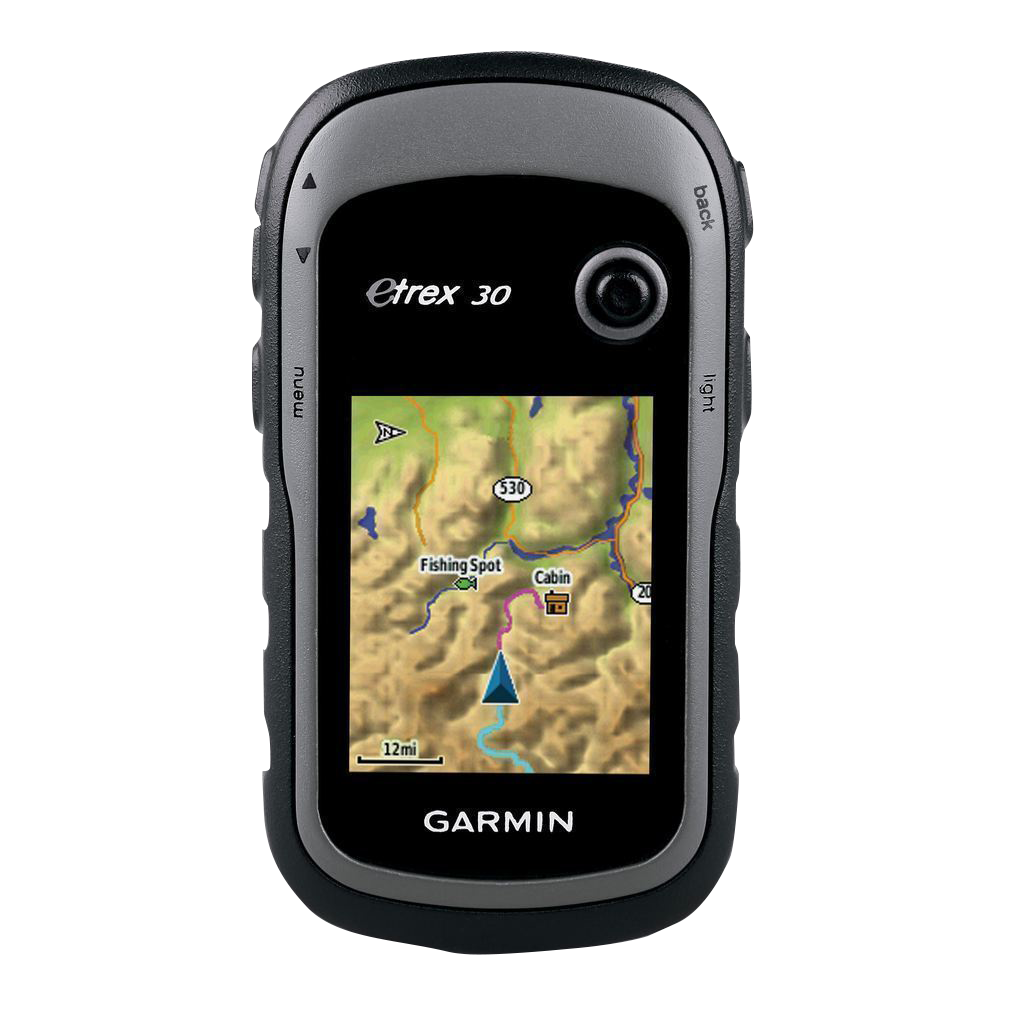 Garmin eTrex 30 handheld GPS with maps; rugged black with gray bezel
