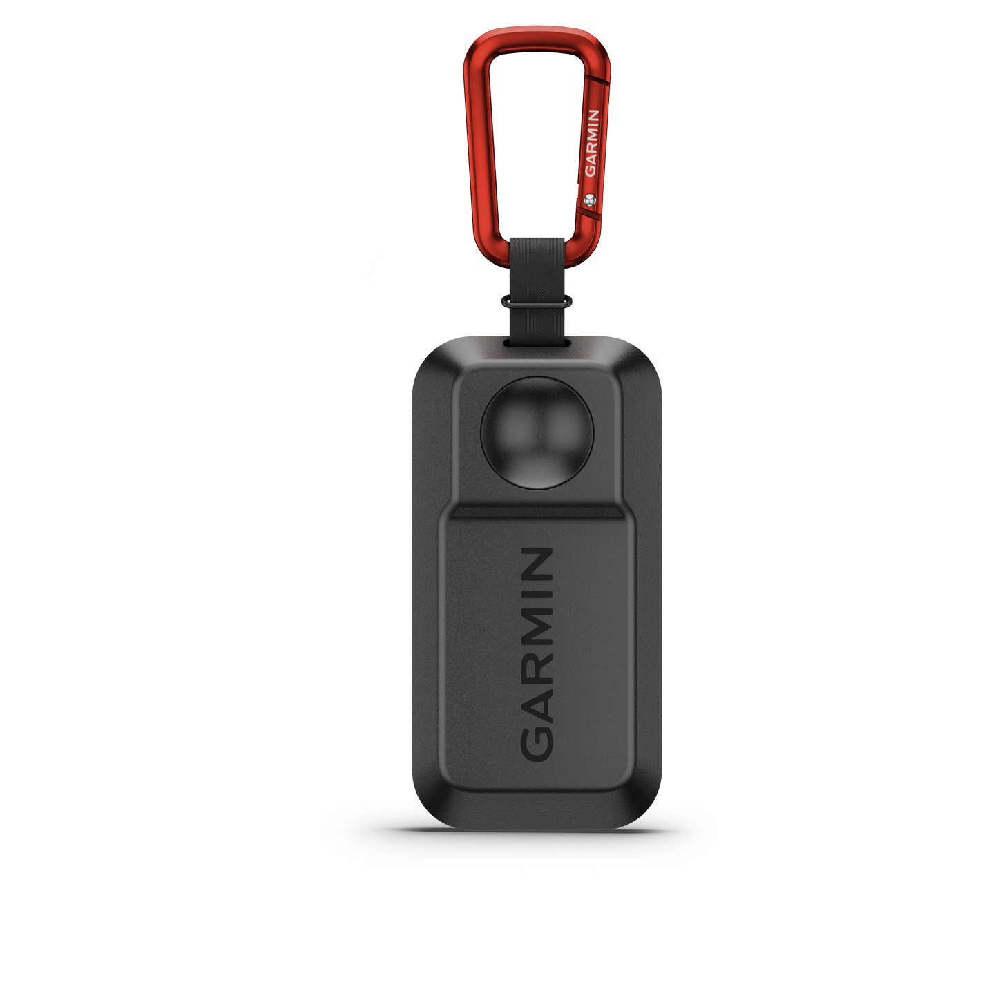 Garmin Approach G82 launch monitor handheld with red carabiner clip