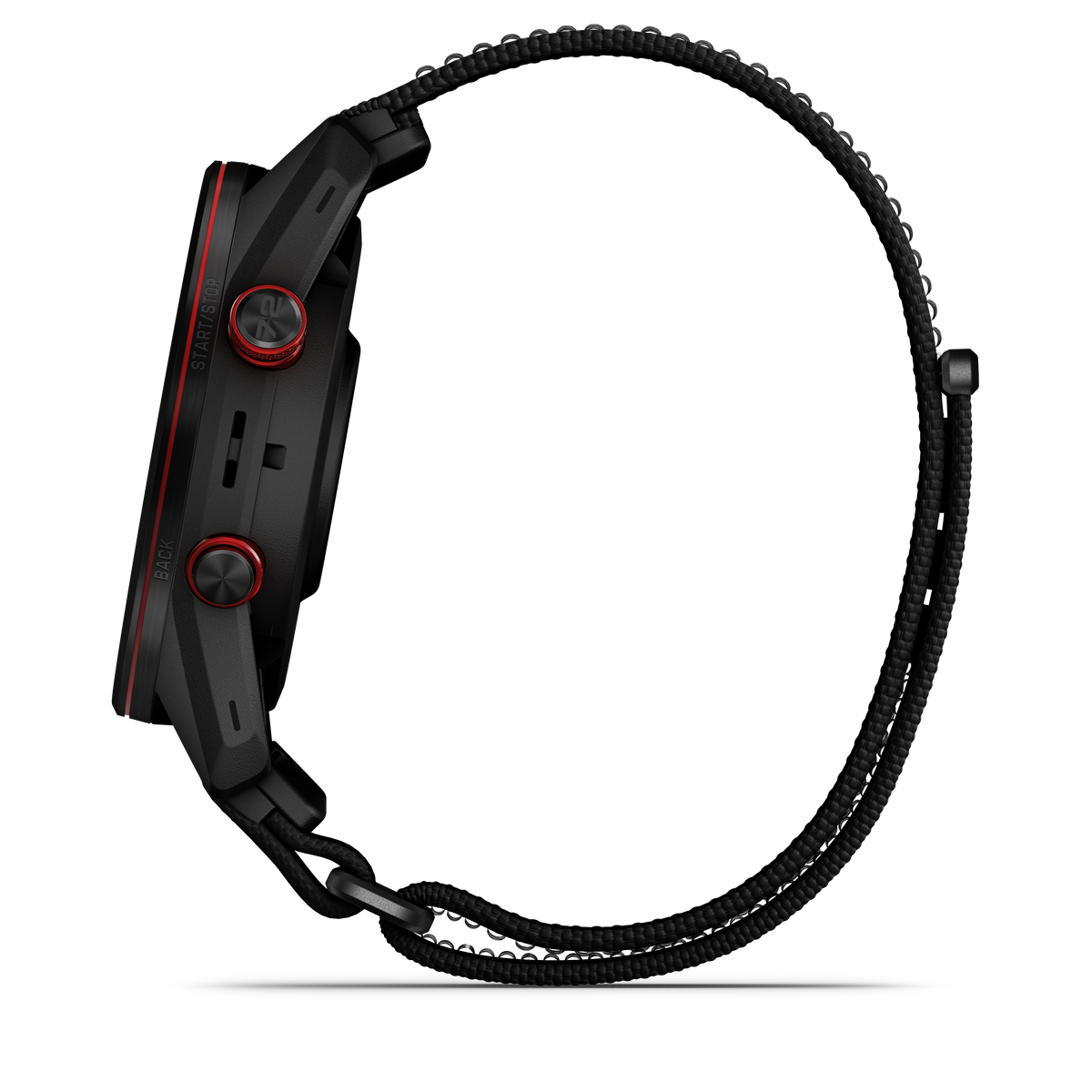 Garmin Approach S72 smartwatch with carbon gray/red 47 mm case, DLC titanium bezel and black ComfortFit fabric band