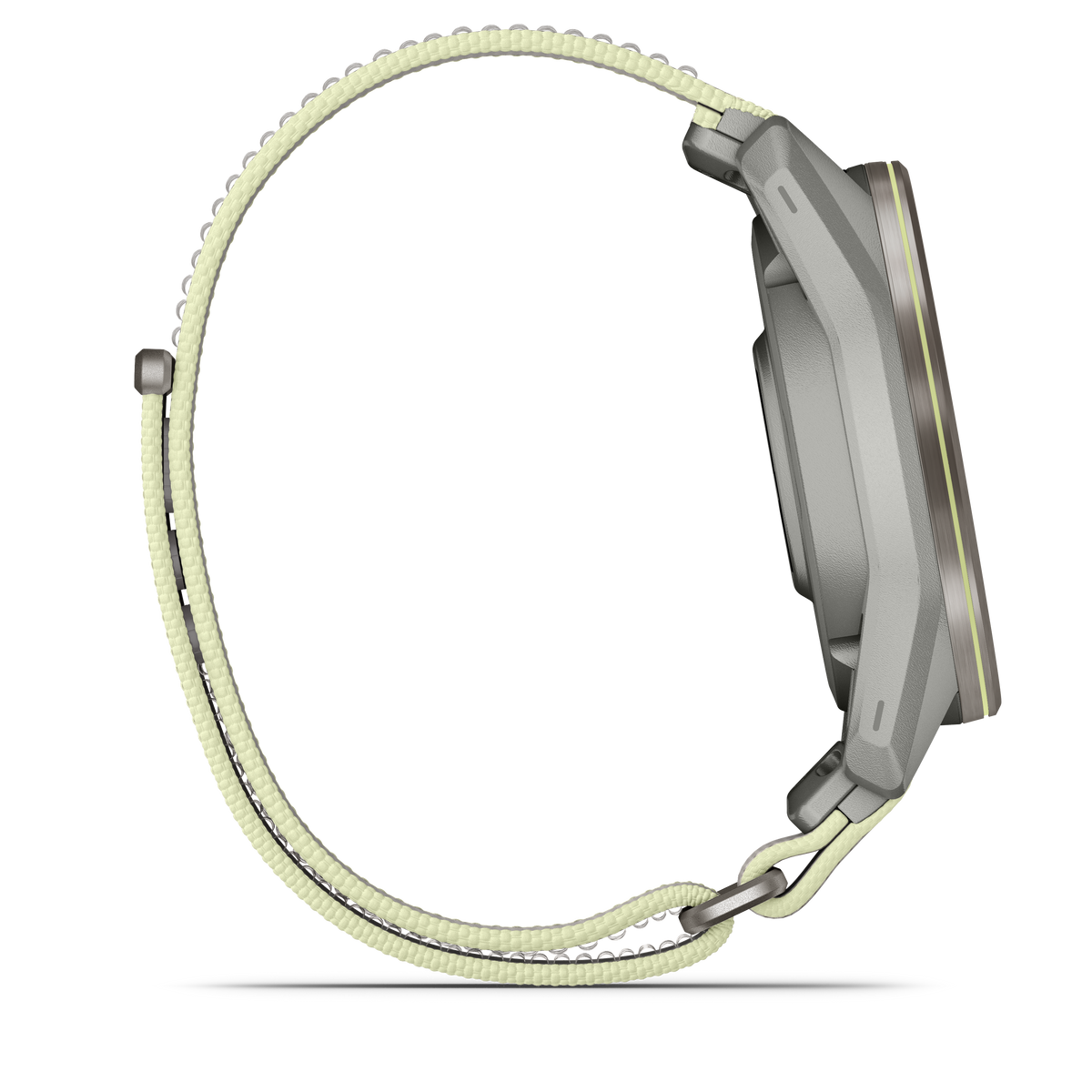 Garmin Approach S72 smartwatch, 47mm silver titanium bezel with fog gray/citron ComfortFit fabric band
