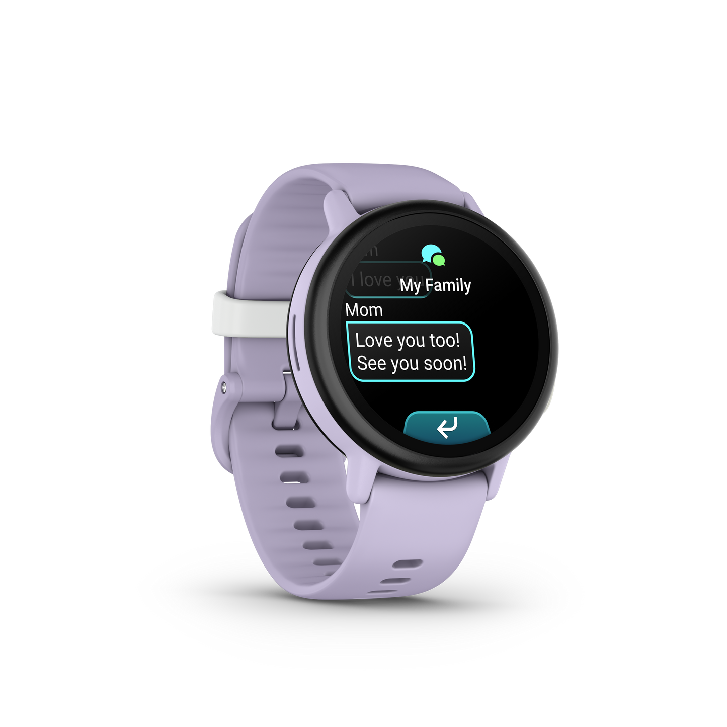 Garmin Bounce 2 smartwatch in light purple silicone band