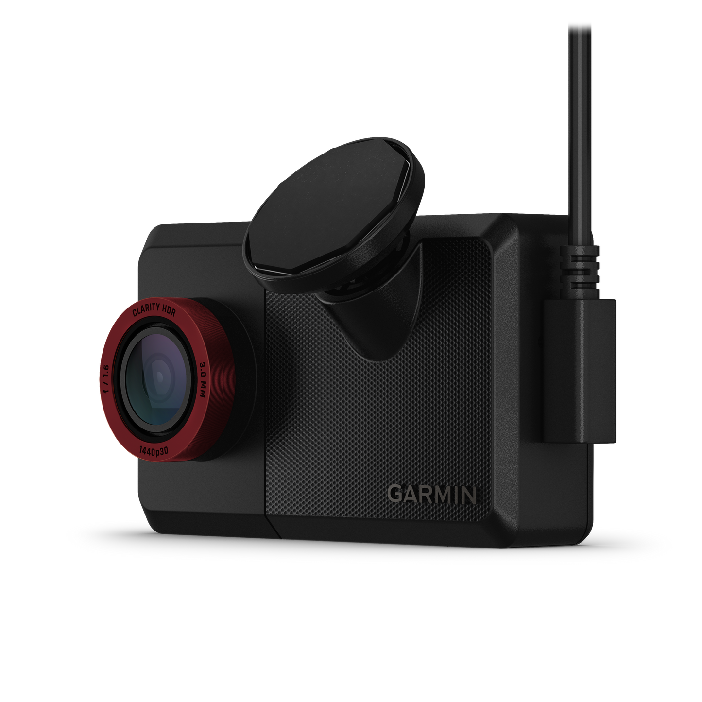 Garmin Catalyst driving performance optimizer, black unit with red-ring camera lens and GARMIN branding