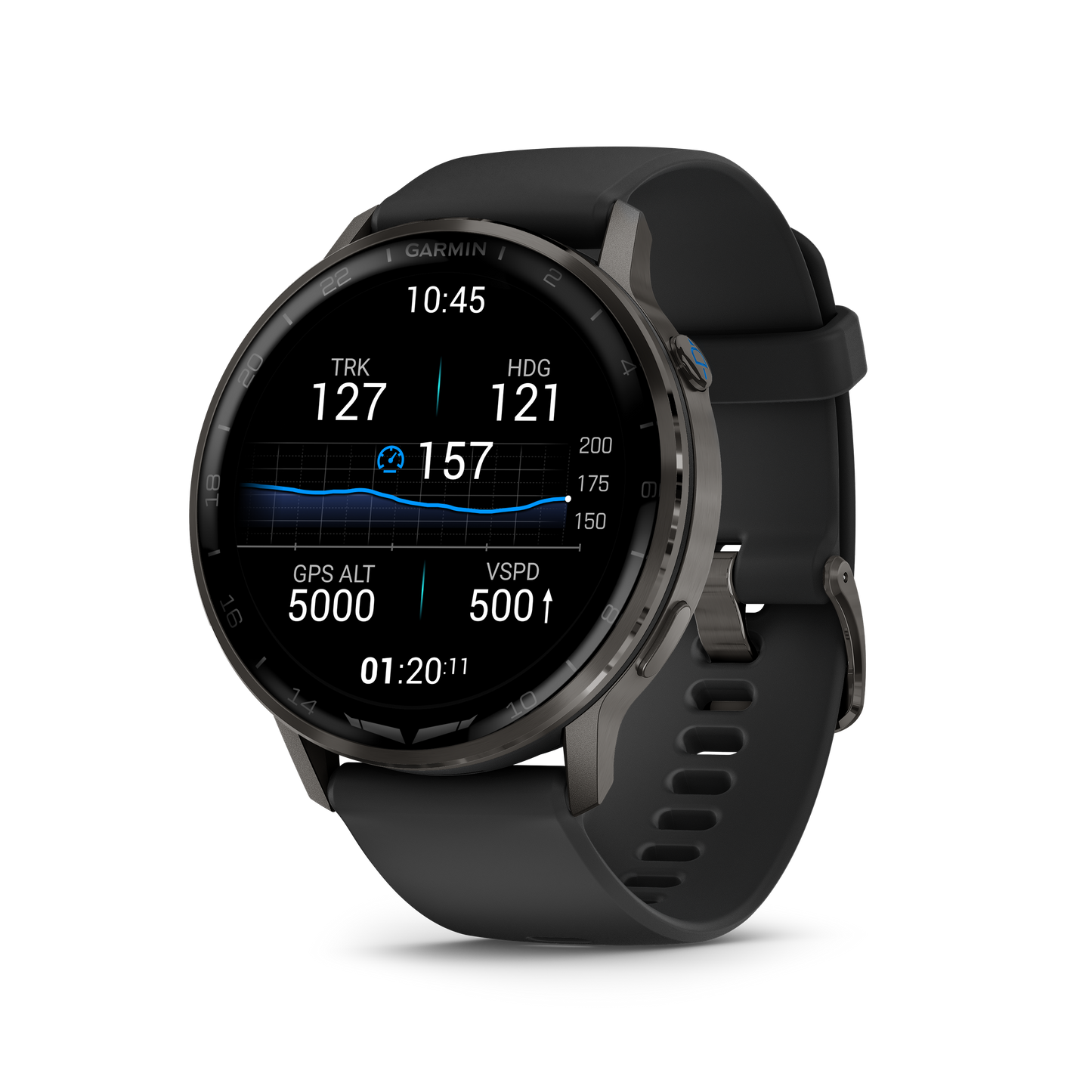 Garmin D2 Air X15 aviation smartwatch with slate case and black silicone band