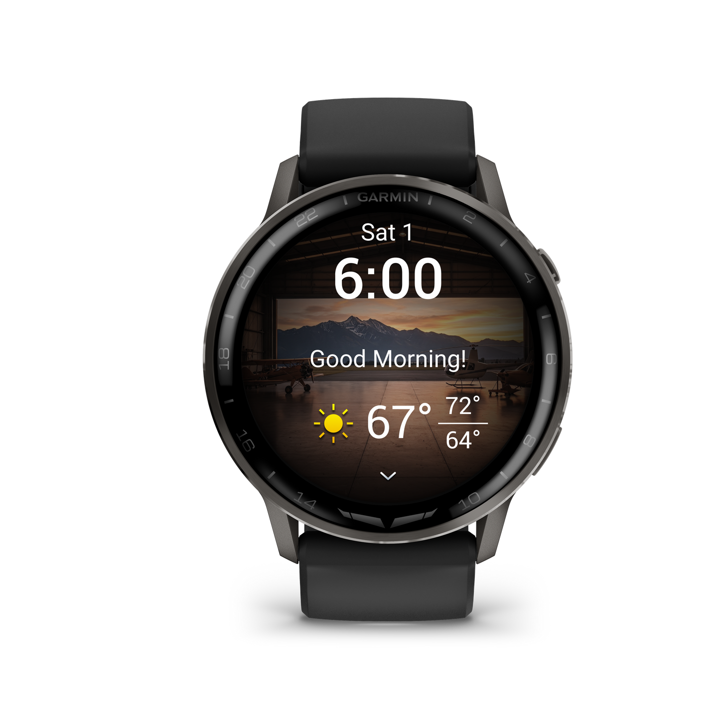 Garmin D2 Air X15 aviation smartwatch with slate case and black silicone band