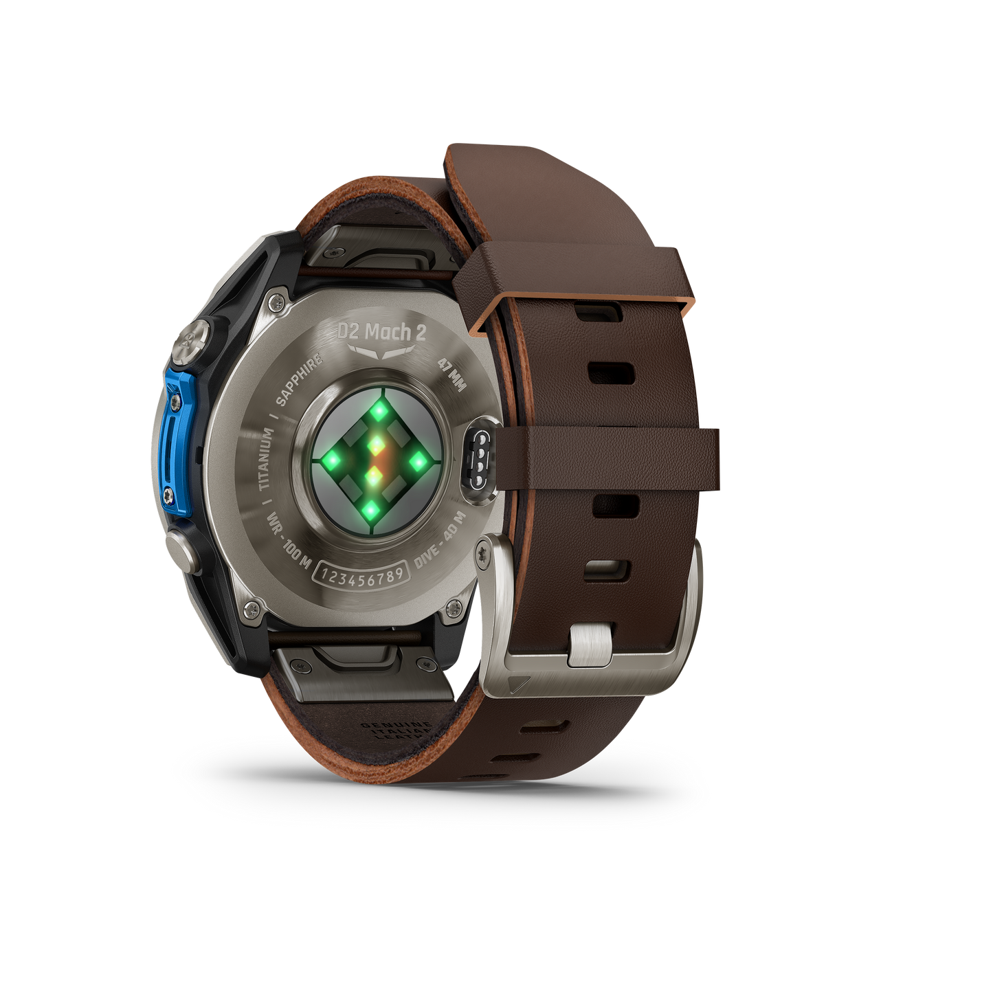 Garmin D2 Mach 2, (47 mm), Titanium w/ Oxford Brown Leather Band (010-02904-30)