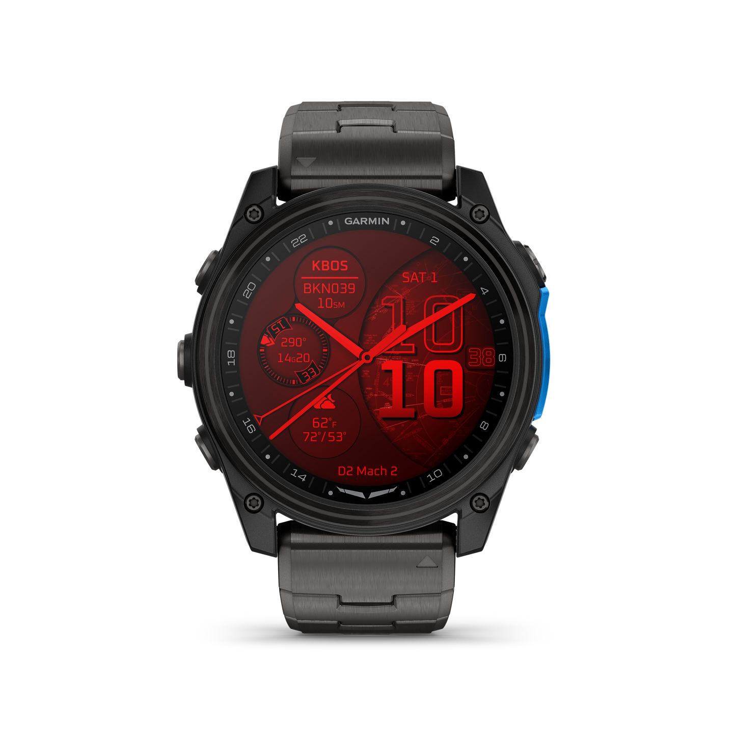 Garmin D2 Mach 1 Pro, reloj inteligente Aviator de 51 mm con pulsera de titanio ventilada (010-02804-80)