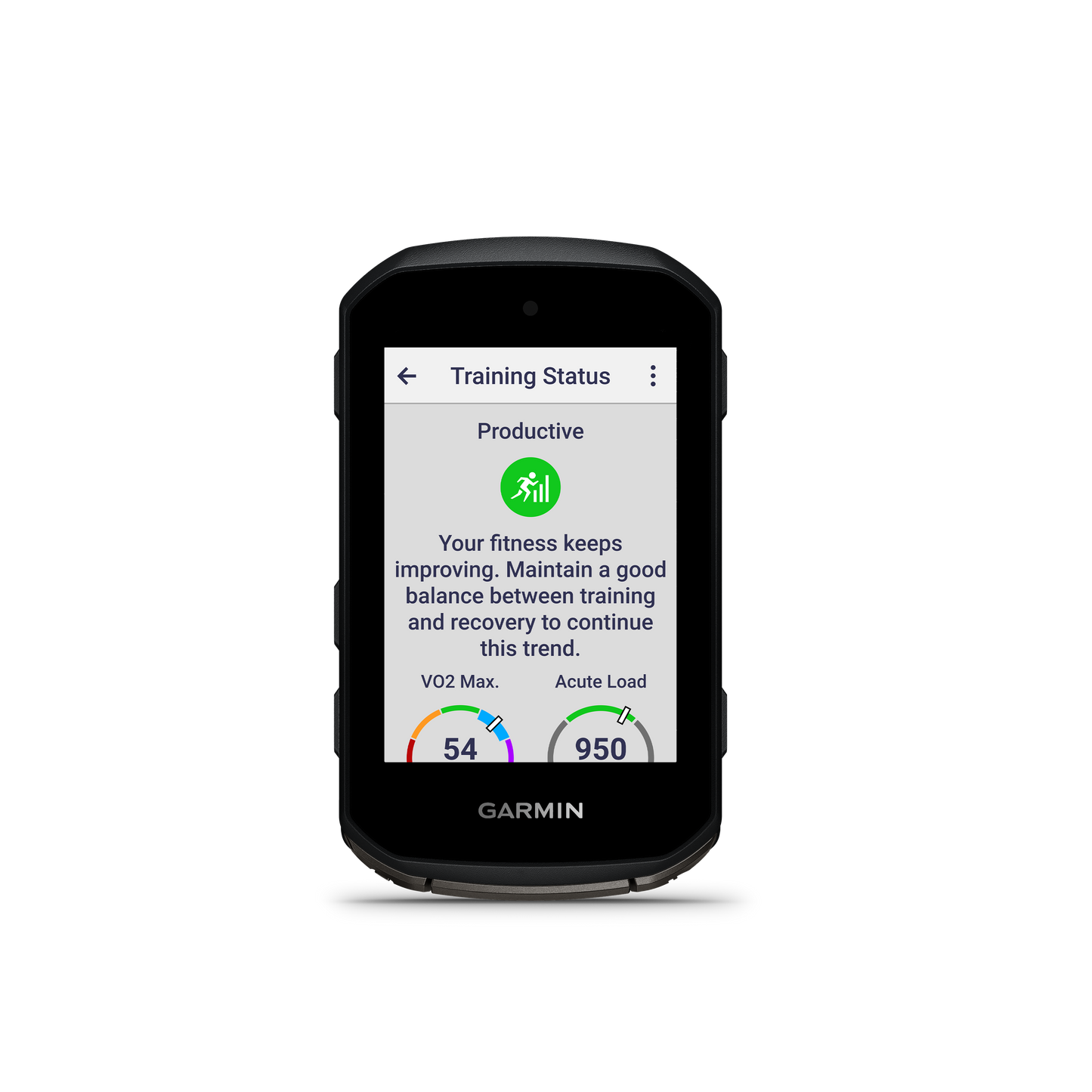 Garmin Edge 850 device only, black rugged chassis with Training Status screen visible
