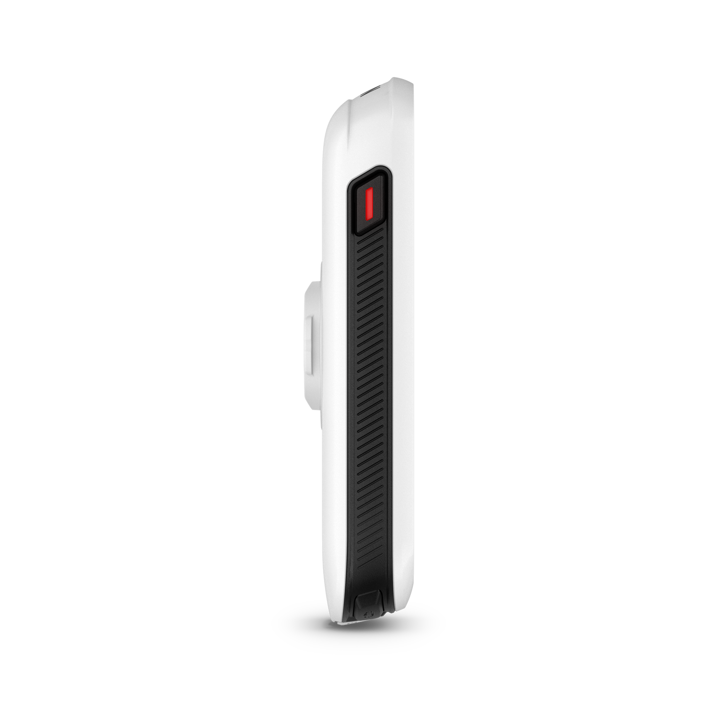 Garmin Edge Explore 2 bicycle computer, white body with black textured grip and red power button