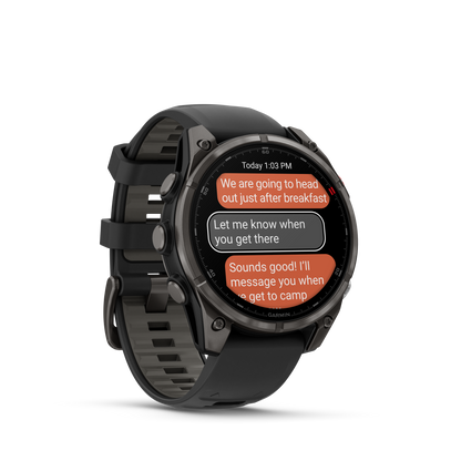 Garmin Fenix 8 Pro, 51 mm, AMOLED, Sapphire, Carbon Gray DLC Titanium with Black/Pebble Gray Silicone Band (010-03199-00) by Garmin