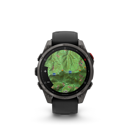 Garmin Fenix 8 Pro, 51 mm, AMOLED, Sapphire, Carbon Gray DLC Titanium with Black/Pebble Gray Silicone Band (010-03199-00) by Garmin