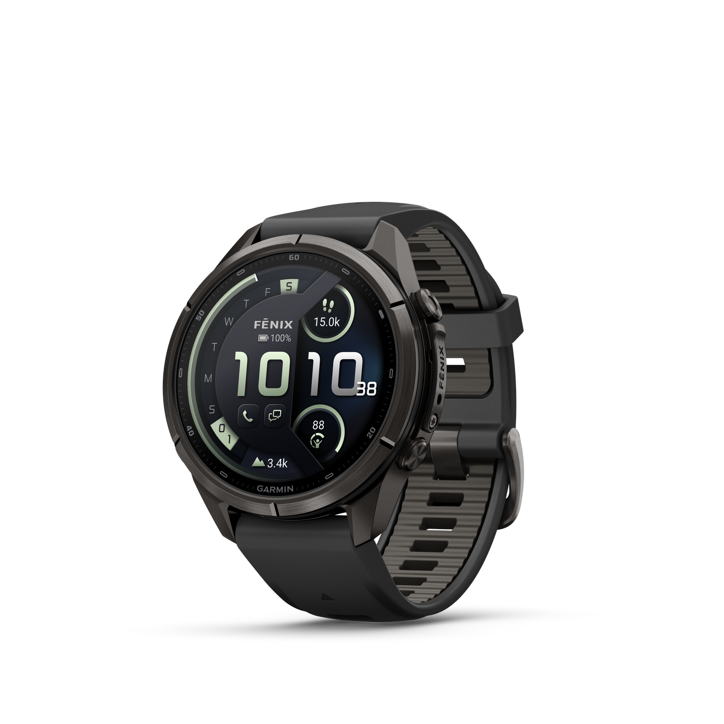 Garmin Fenix 9 Pro inReach AMOLED, (43mm), DLC Titanium w/ Black and Gray Silicone Band (010-04335-10)