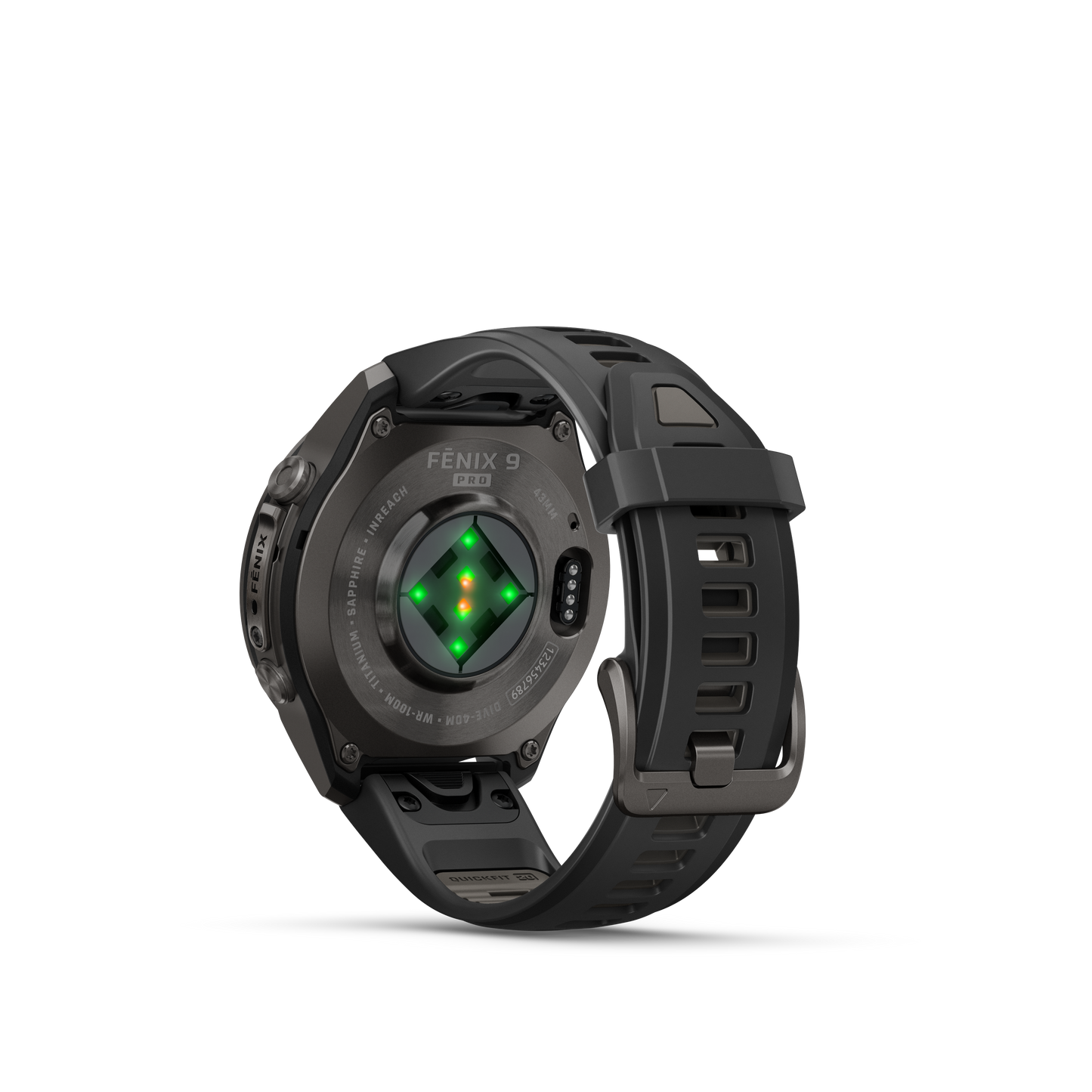 Garmin Fenix 9 Pro inReach AMOLED, (43mm), DLC Titanium w/ Black and Gray Silicone Band (010-04335-10)