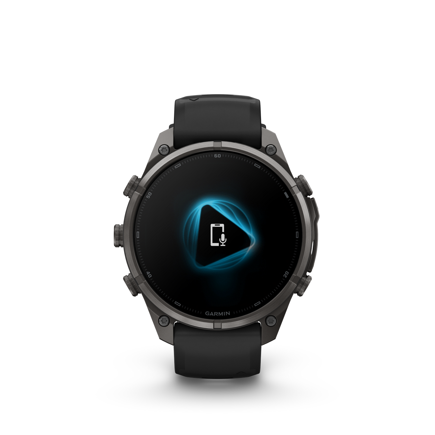 Garmin Fenix 9 Pro AMOLED 47mm smartwatch with DLC titanium case and black/gray silicone band