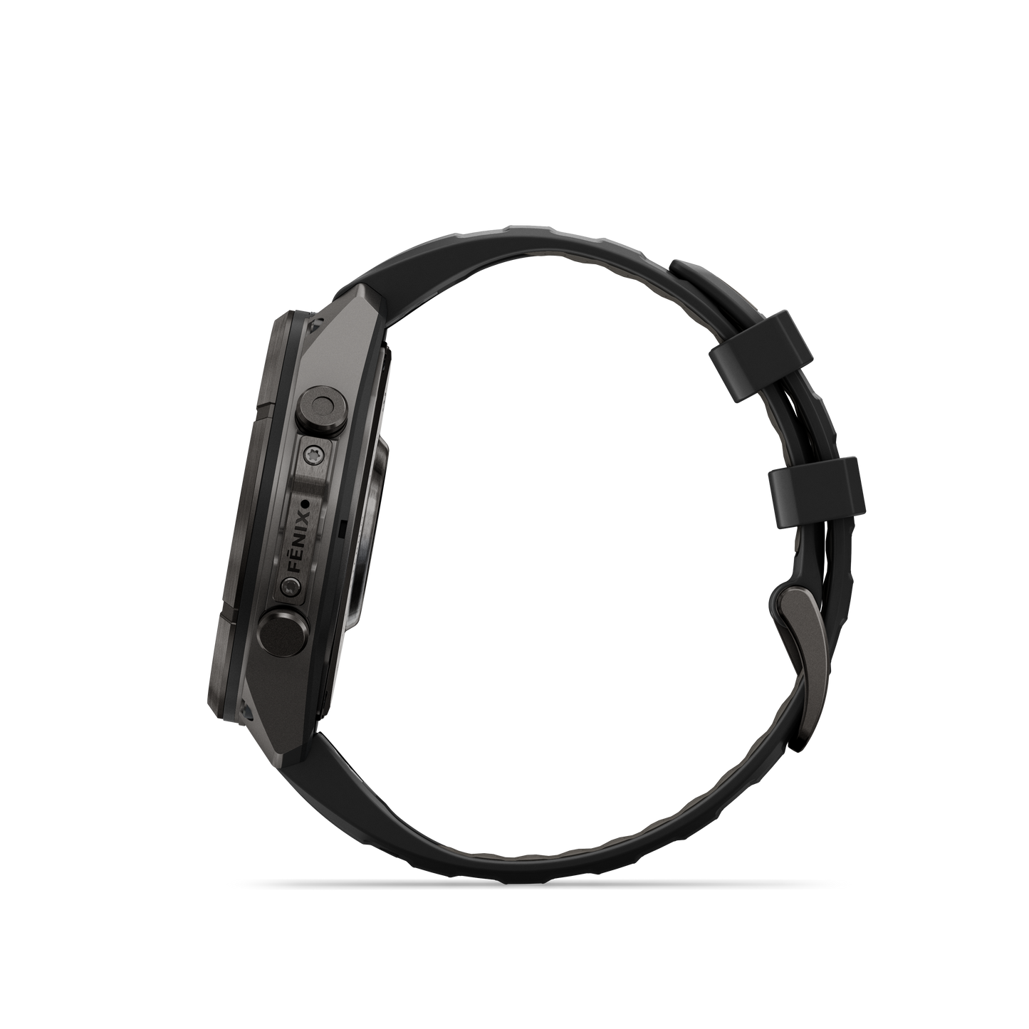 Garmin Fenix 9 Pro AMOLED 47mm DLC titanium smartwatch with black and gray silicone band