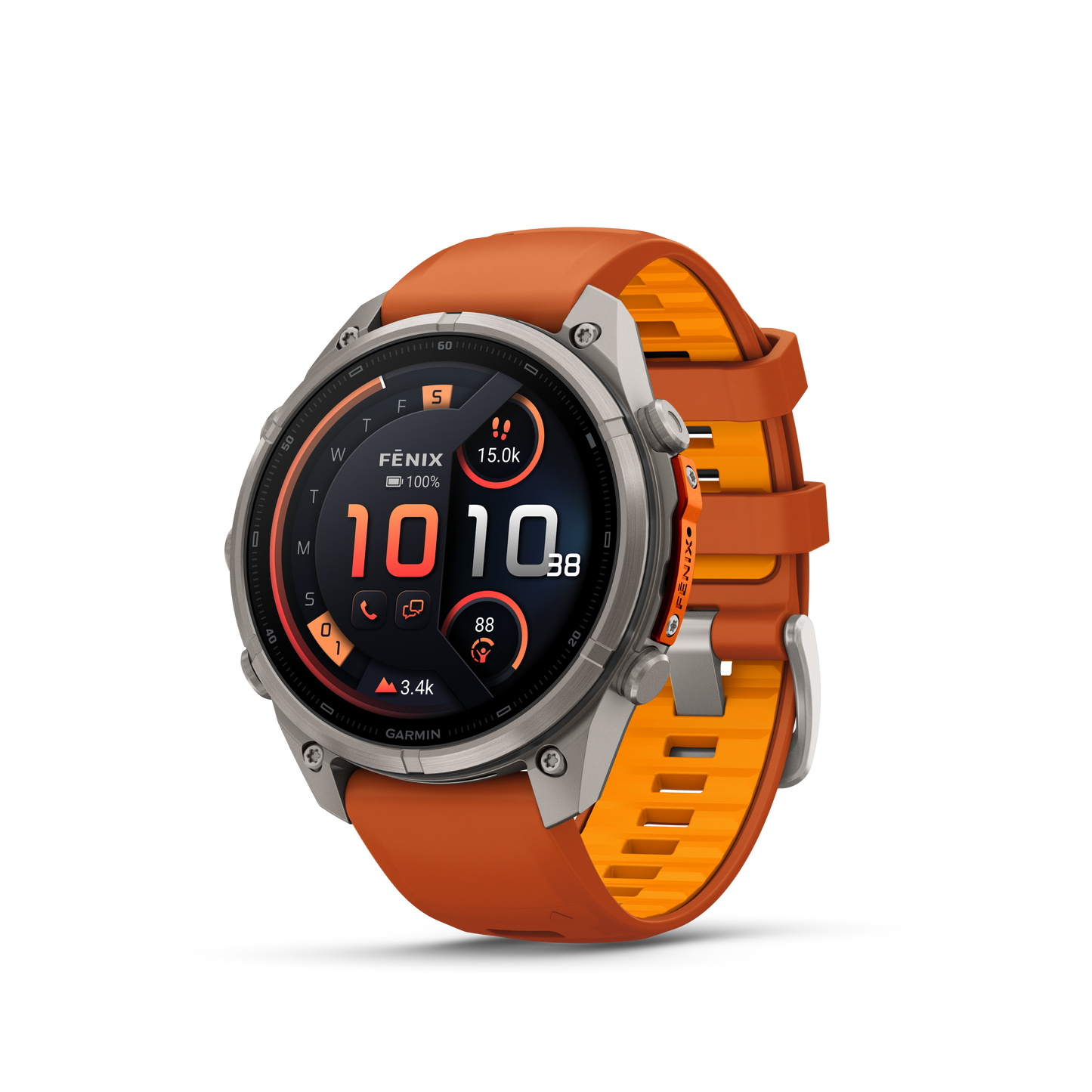 Garmin Fenix 9 Pro inReach AMOLED, (47mm), Titanium w/ Orange Silicone Band (010-04336-05)