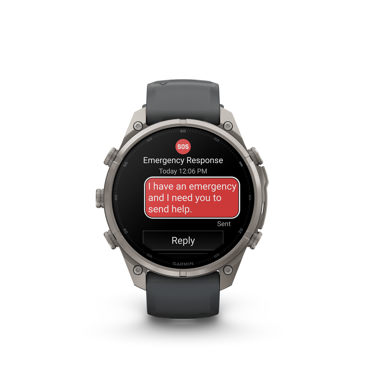 Garmin Fenix 9 Pro inReach AMOLED 47mm titanium smartwatch with graphite and black silicone band