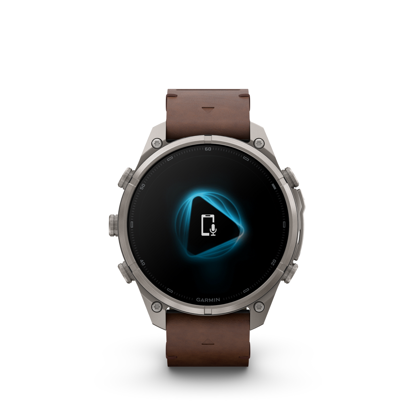 Garmin Fenix 9 Pro inReach AMOLED smartwatch with titanium 47mm case and walnut leather band