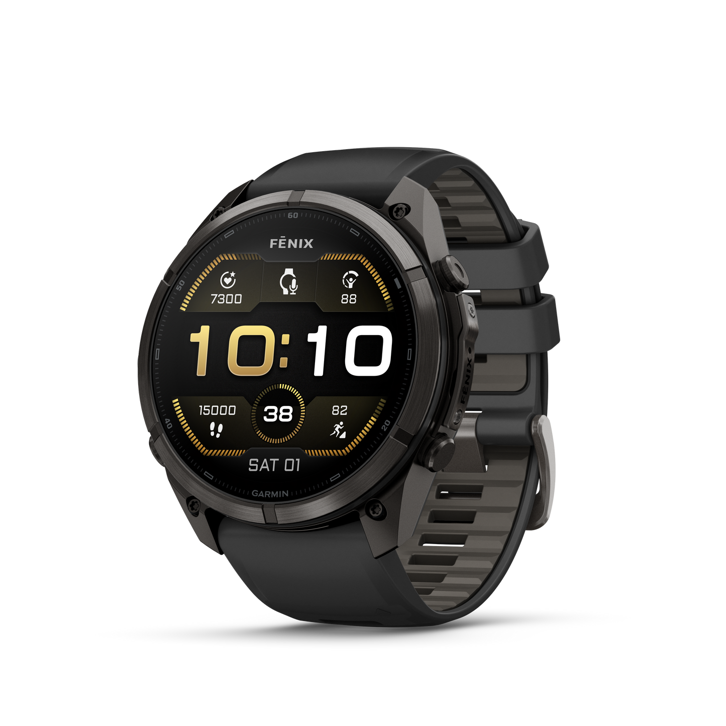 Garmin Fenix 9 Pro AMOLED smartwatch, 51mm DLC titanium case with black/gray silicone band