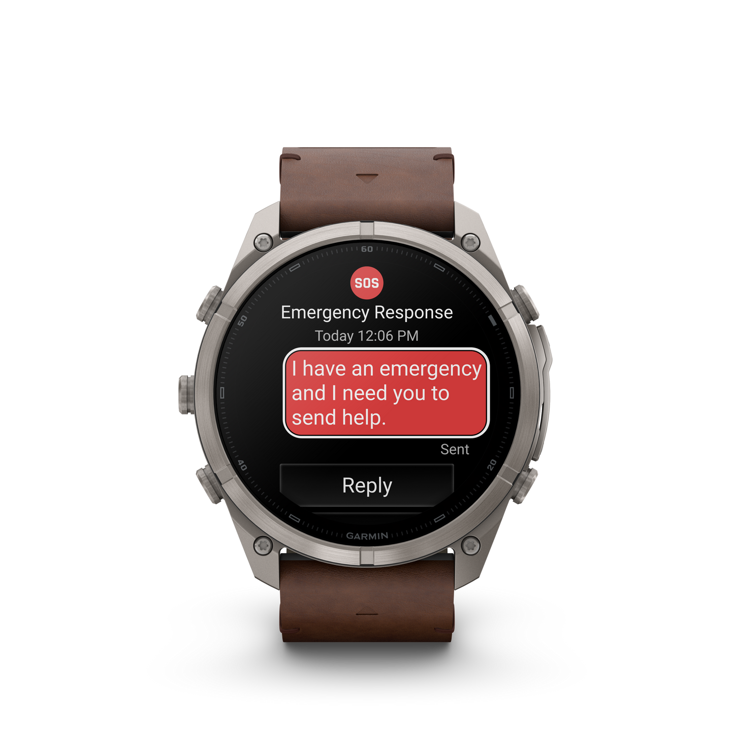 Garmin Fenix 9 Pro inReach AMOLED 51mm titanium smartwatch with walnut leather strap