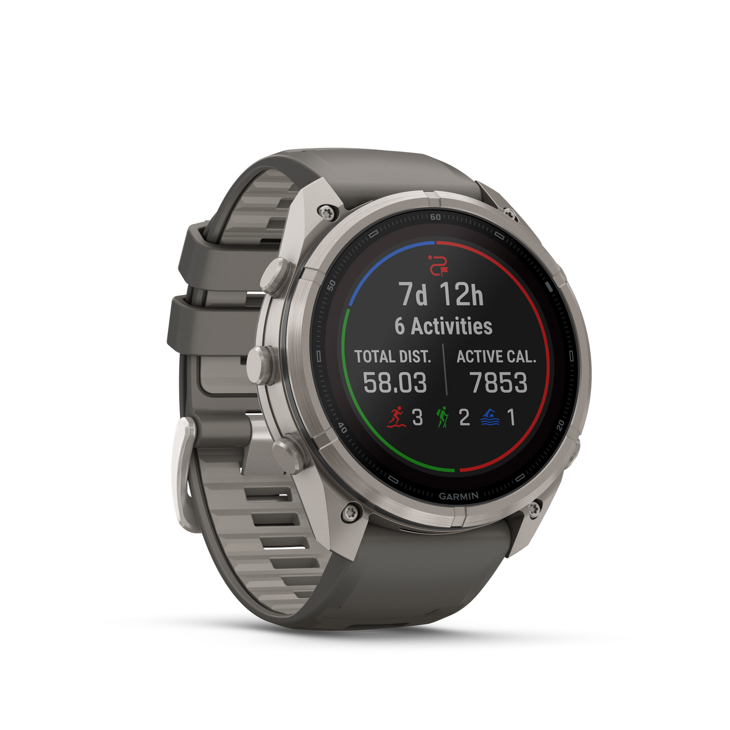 Garmin Fenix 9 Pro Solar smartwatch, 51mm titanium case with gray-silver silicone band.