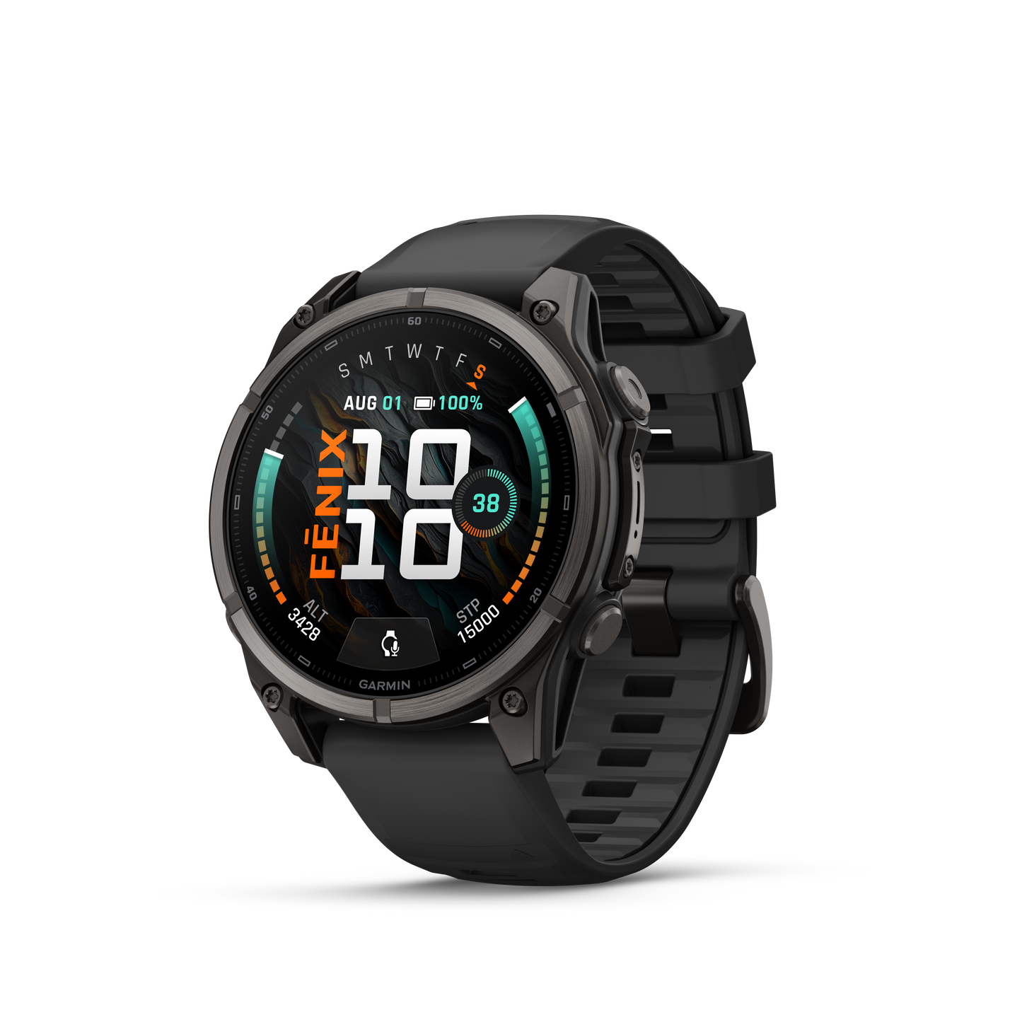 Garmin Fenix 9 AMOLED smartwatch, 47mm DLC titanium case with black silicone band
