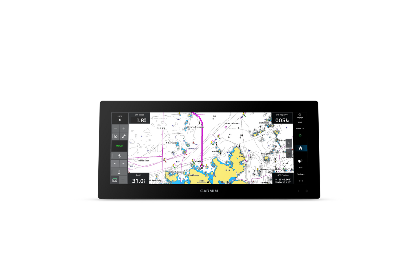 Garmin GPSMAP 1543xsv marine chartplotter with SideVü/ClearVü CHIRP sonar and mapping, black bezel