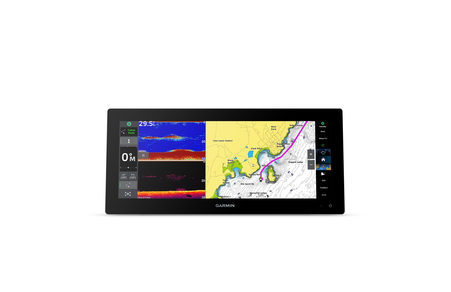 Garmin GPSMAP 1543xsv marine chartplotter with SideVü, ClearVü and CHIRP sonar plus mapping