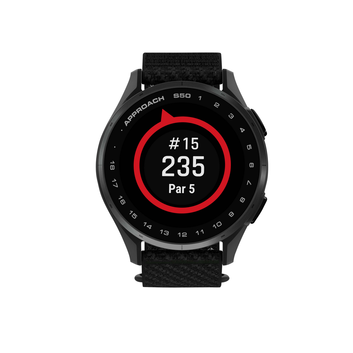 Garmin Approach S50, Slate Bezel/Black ComfortFit Nylon Band, Golf GPS Smartwatch & Rangefinder (010-03010-00) by Garmin