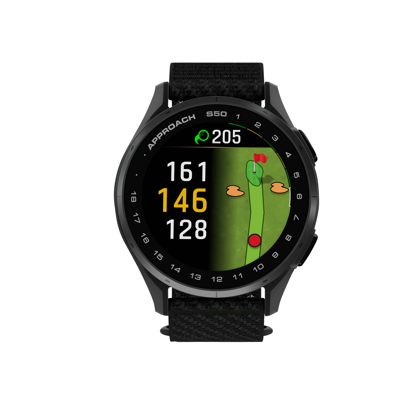 Garmin Approach S50, Slate Bezel/Black ComfortFit Nylon Band, Golf GPS Smartwatch & Rangefinder (010-03010-00) by Garmin