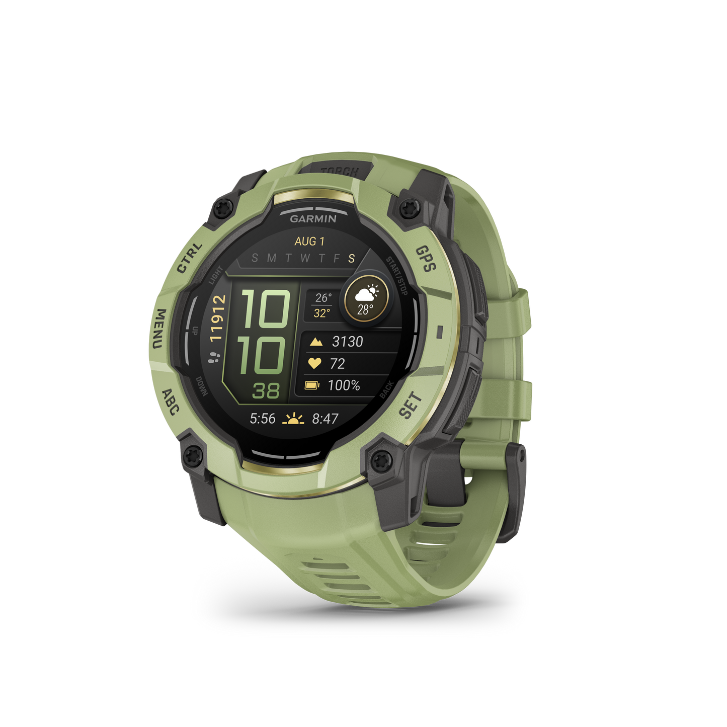 Garmin Instinct 3 AMOLED smart watch, 50mm Fern Green case with Fern Green band.