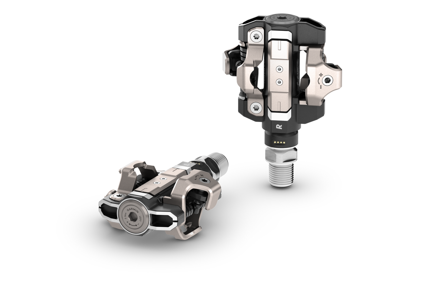 Garmin Rally XC210 dual-sensing power meter pedals (2) in silver and black