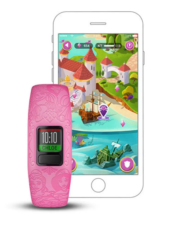 Garmin Vivofit Jr. 2 Disney Princess pink kid's activity tracker and smartphone