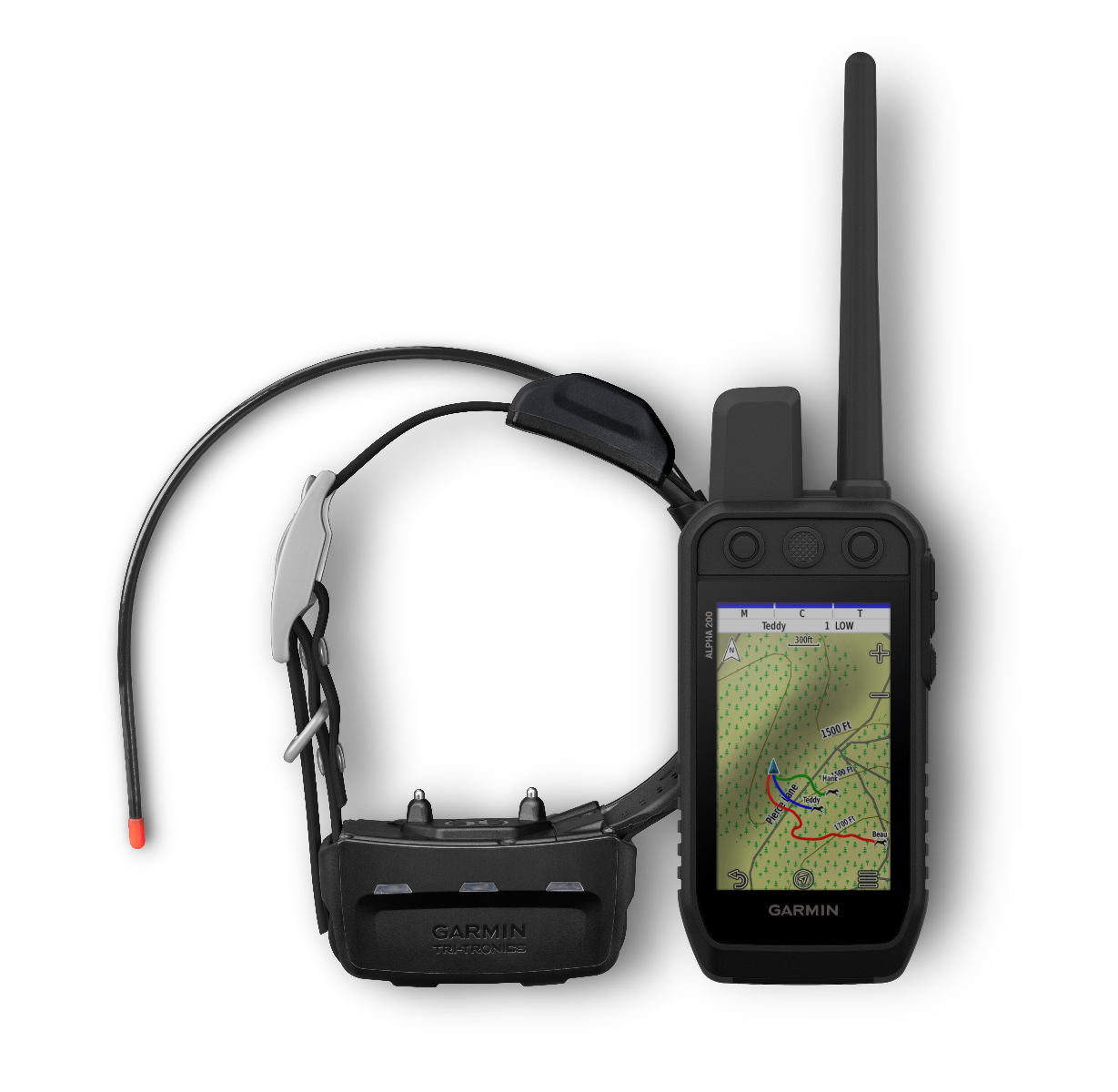 Garmin Alpha 200 Bundle: Alpha 200 handheld and TT15 dog-tracking collar, black.