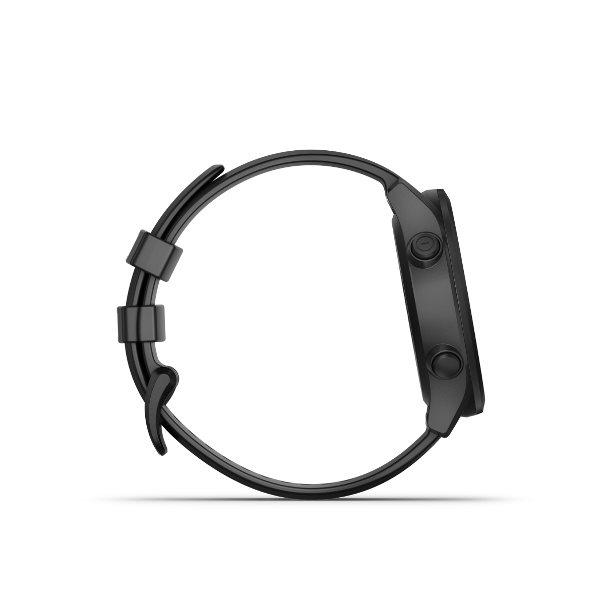 Garmin Approach S12 black golf GPS smartwatch side view with two control buttons