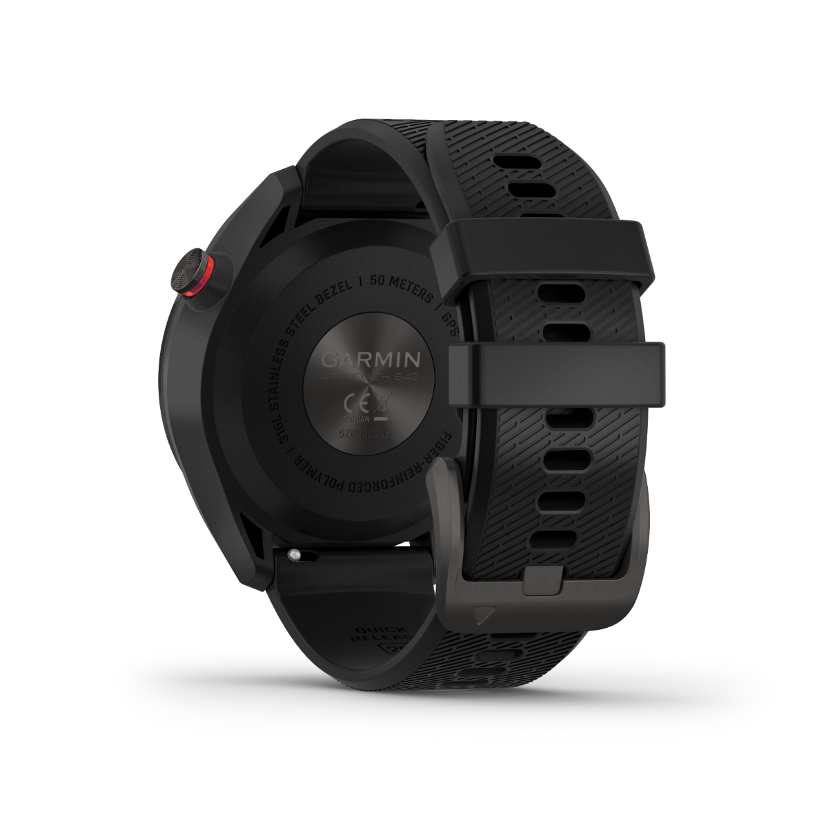 Garmin Approach S42 golf GPS smartwatch with gunmetal case and black band