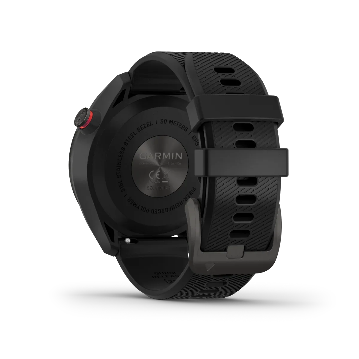 Garmin Approach S42 golf GPS smartwatch with gunmetal case and black band