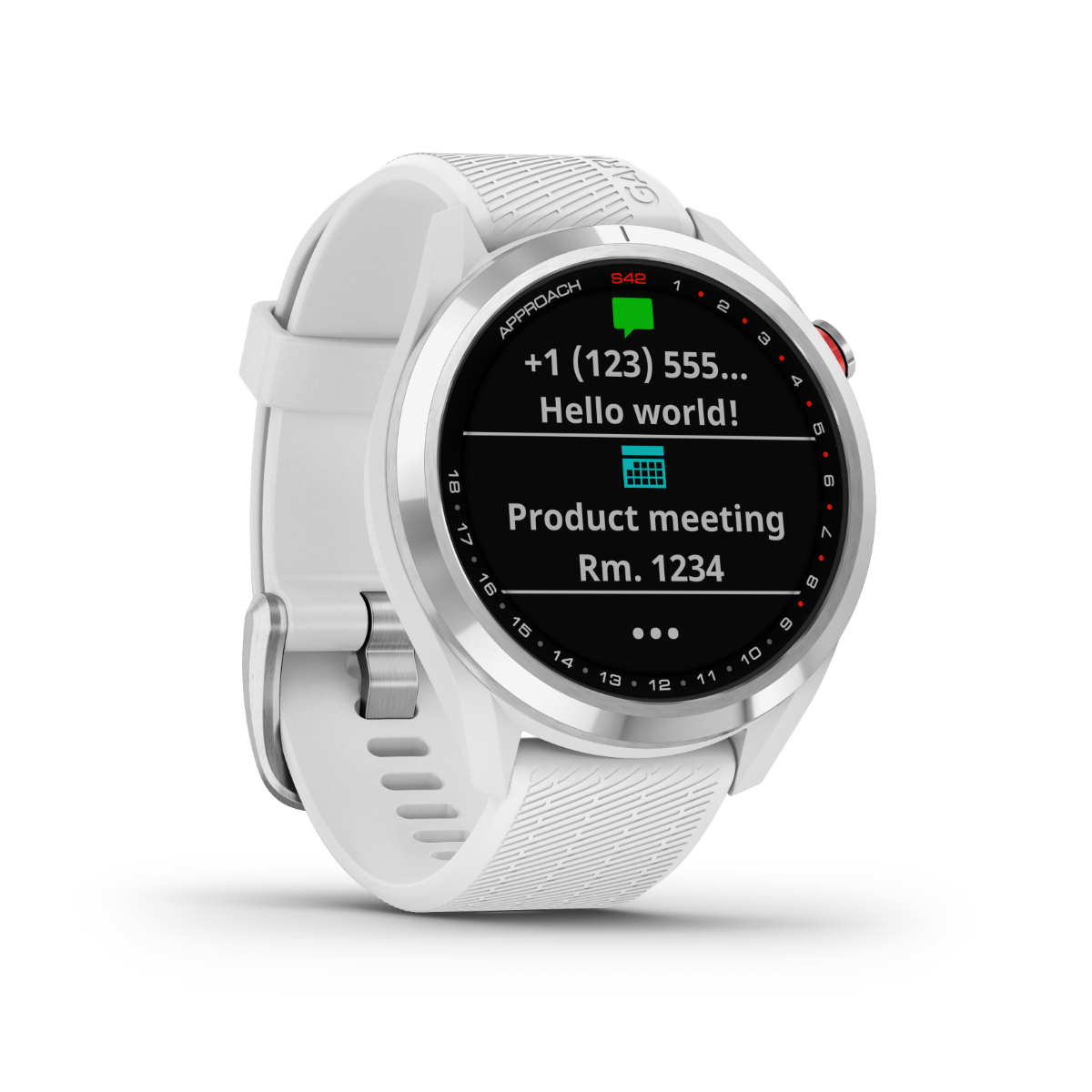 Garmin Approach S42, Silver with White Band, Golf GPS Smartwatch & Rangefinder (010-02572-11) by Garmin