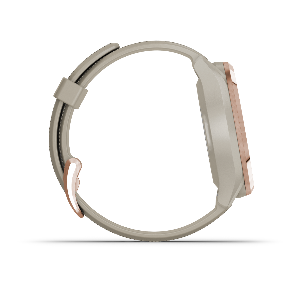 Garmin Approach S42 golf GPS smartwatch in rose gold with beige strap, certified refurbished