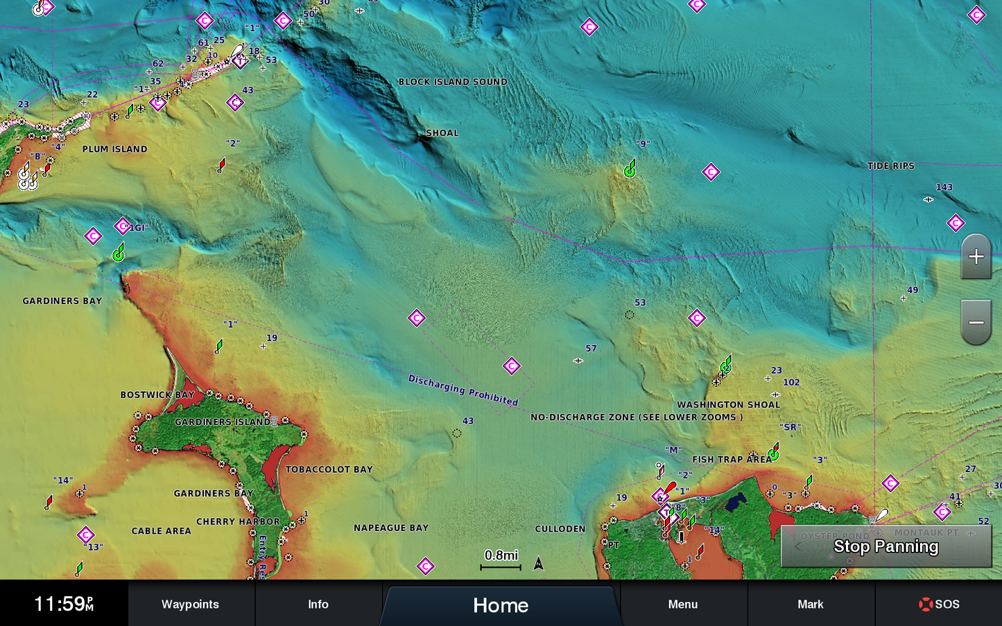 Garmin Bluechart G2 Vision Hecate Strait map card (010-C1106-00) with color-coded bathymetry