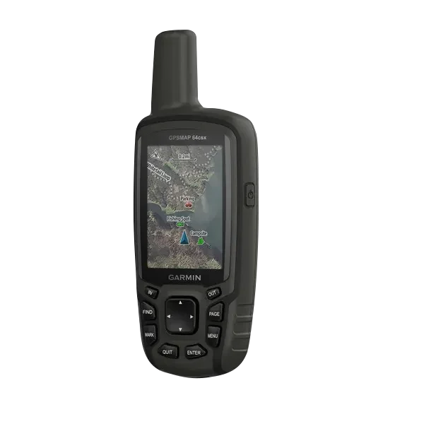 Garmin GPSMAP 64csx handheld GPS with maps, black rugged outdoor unit, refurbished
