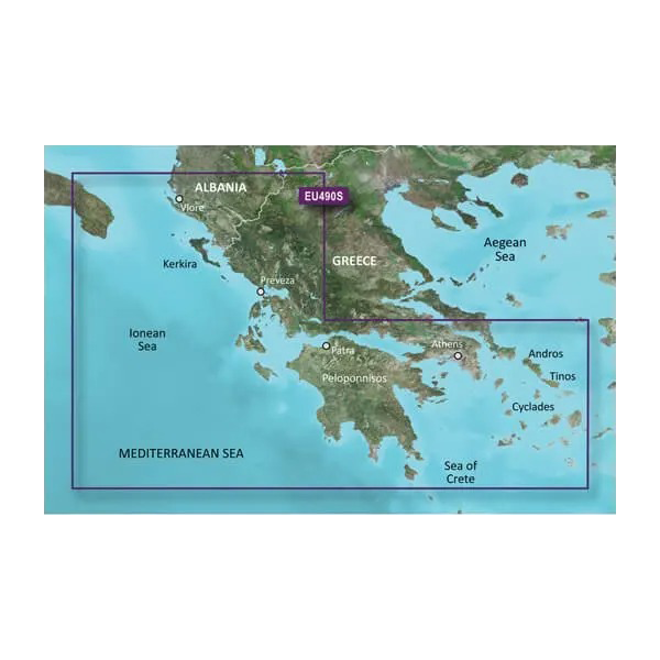 Garmin Greece West Coast and Athens Charts BlueChart g3 Vision | VEU490S | microSD/SD by Garmin