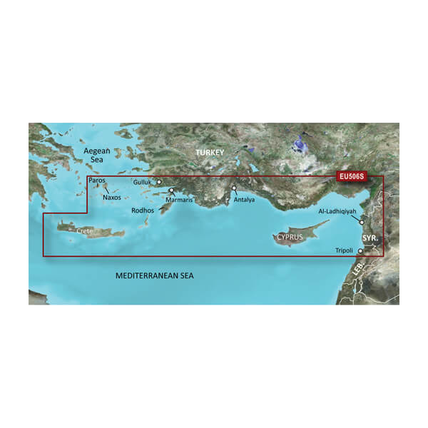 Garmin Eastern Mediterranean, Crete to Cyprus Charts BlueChart g3 Vision | VEU506S | microSD/SD (010-C0850-00) by Garmin