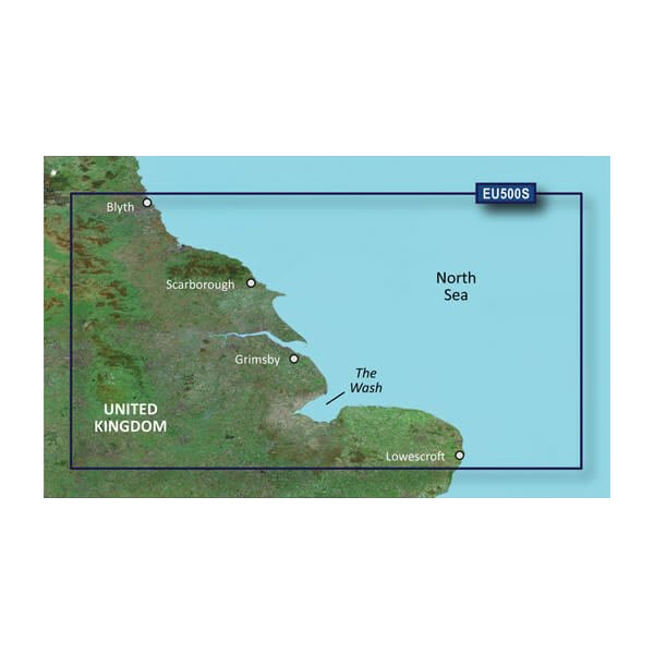 Garmin Great Britain BlueChart g3 Vision map card VEU500S microSD/SD showing UK coastline from Blyth to Lowestoft