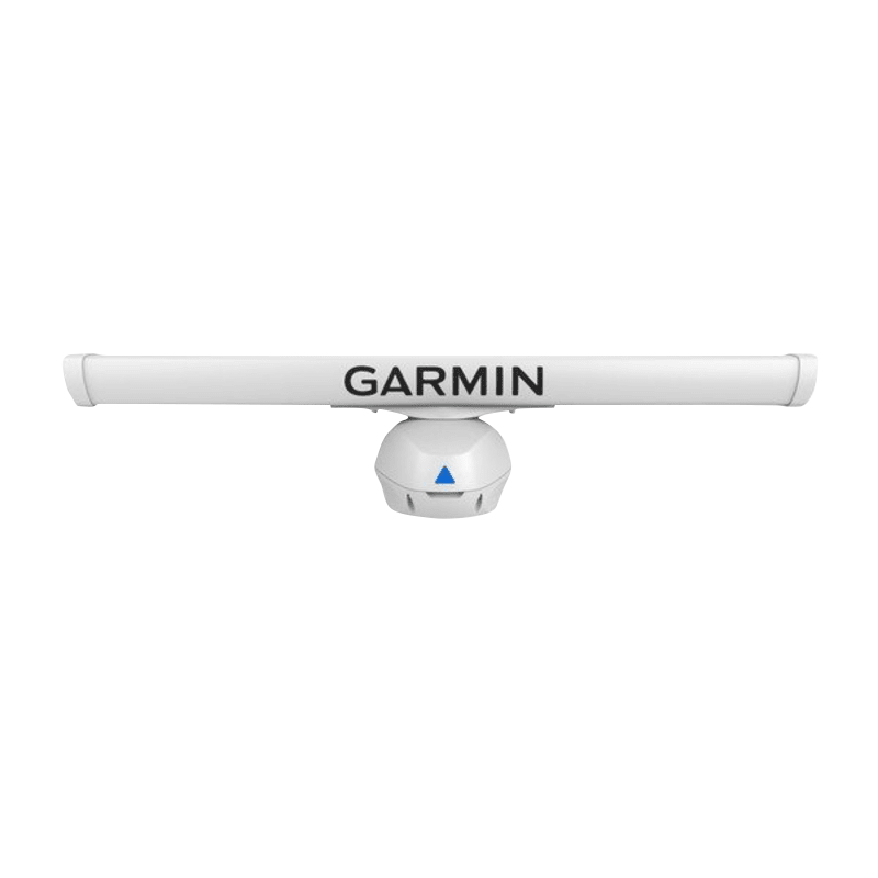 Garmin GMR Fantom 56 open array marine radar on white pedestal
