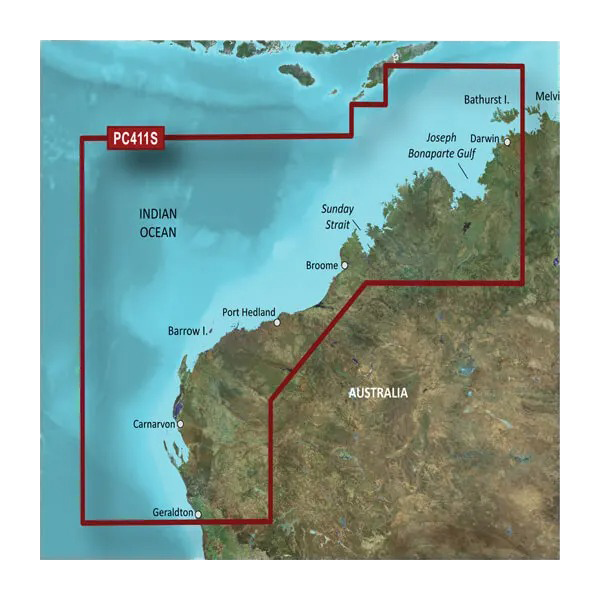 Garmin Australia, Geraldton to Darwin Coastal Charts BlueChart g3 Vision | VPC411S | microSD/SD (010-C0869-00) by Garmin