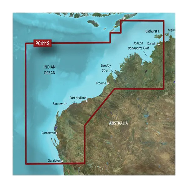 Garmin Australia, Geraldton to Darwin Coastal Charts BlueChart g3 | HXPC411S | microSD/SD (010-C0869-20) by Garmin