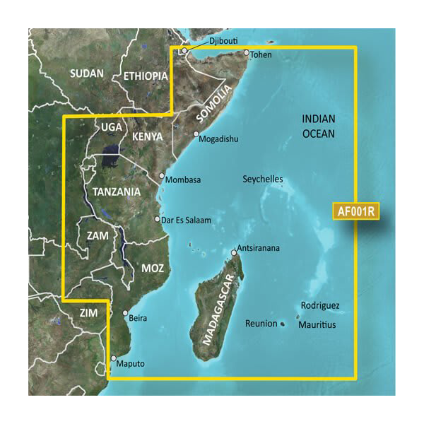 Garmin Africa, Eastern Coastal and Inland Charts BlueChart g3 Vision | VAF001R | microSD/SD (010-C0747-00) by Garmin