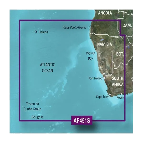 Garmin Africa map card VAF451S BlueChart g3 Vision on microSD/SD, purple-framed Namibia to Knysna, SA